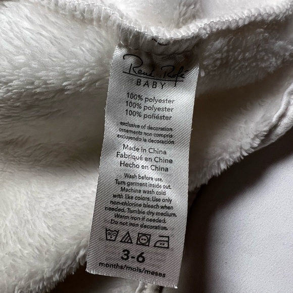 3-6 mo Rene Rofe White Fuzzy Matching Set - Picture 4 of 6